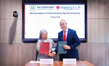 From left: Sister Margaret Wong, Chairman of the Hong Kong Direct Subsidy Scheme Schools Council, Prof Raymond Chan Hon-fu, Vice-President (Academics) cum Provost of Lingnan University.