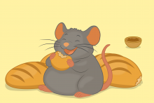 Mouse eating bread
