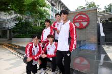 Five of the seven elite student-athletes enrolled for the 2026/27 academic year. Front row from left: Siu Ka-chun, Hui Chi-man, Ma Yik-sin; back row from left: Ma Yik-fei, Kwok Chun-yan.