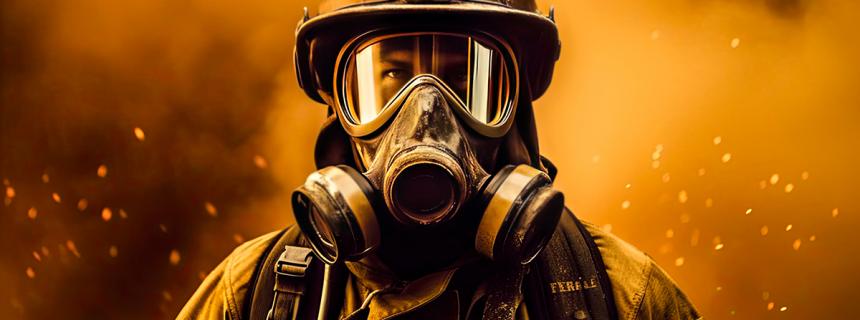 firefighter in protective suit