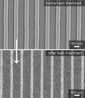 The nanoscale titania pattern before and after heat-treatment.