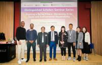 Prof Sam Kwong Tak-wu, Chair Professor of Computational Intelligence and Associate Vice-President (Strategic Research) at Lingnan University (4th on the left) takes a photo with Prof Joshua Mok Ka-ho, Vice-President and Dean of the School of Graduate Studies at Lingnan University (third on the left) and faculty members.