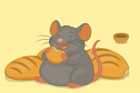 Mouse eating bread