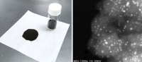 The newly developed catalyst in powder form (left) and under a transmission electron microscope (right)