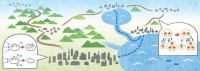 Illustration of dynamical pattern formation in the model in this study where populated places and their inter-connections emerge naturally across the landscape. Transport links following least-cost paths across the landscape are strengthened between locations with large populations, whilst well-connected centers in turn tend to grow to a greater extent (Takaaki Aoki, et al. Scientific Reports. June 16, 2022).