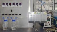 The flow-type fixed-bed reactor used in the process of recovering phosphorus from incinerated sewage sludge. (Photo: Naoto Tsubouchi)