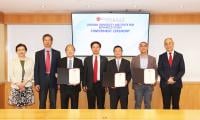 (From left: Prof Li Donghui, Associate Vice-President (Experiential Learning Projects); Prof Xin Yao, Vice-President (Research and Innovation) and Tong Tin Sun Chair Professor of Machine Learning ; Prof Chen Shiyi, Lingnan Fellow ; Prof S. Joe Qin, President and Wai Kee Kau Chair Professor of Data Science ; Prof Zhou Dingxuan, Senior Lingnan Scholar ; Prof Yang Qiang, Lingnan Fellow ; Prof Raymond Chan Hon-fu, Vice-President (Academics) cum Provost and Lam Man Tsan Chair Professor of Scientific Computing)