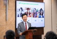 Lingnan University President S. Joe Qin delivers a speech on "The Emerging Era of Data Science and AI".