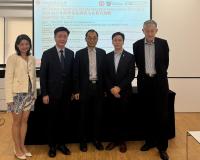 HK School Children Happiness & Life Worth Living Indices rise slightly amid a rise in life education in 2024/25. From left: Prof Genevieve Fung Po-gee, Prof Patrick Ip, Prof Ho Lok-sang, Prof Simon Lam Ching, Mr Shih Wing-ching.