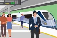 People at a train station